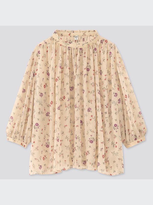 Joy of Printシフォンブラウス（7分袖）