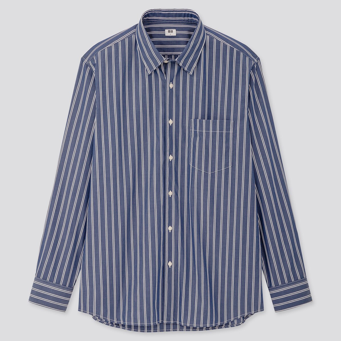 エクストラファインコットンブロードストライプシャツ レギュラーカラー 長袖 Men ユニクロ