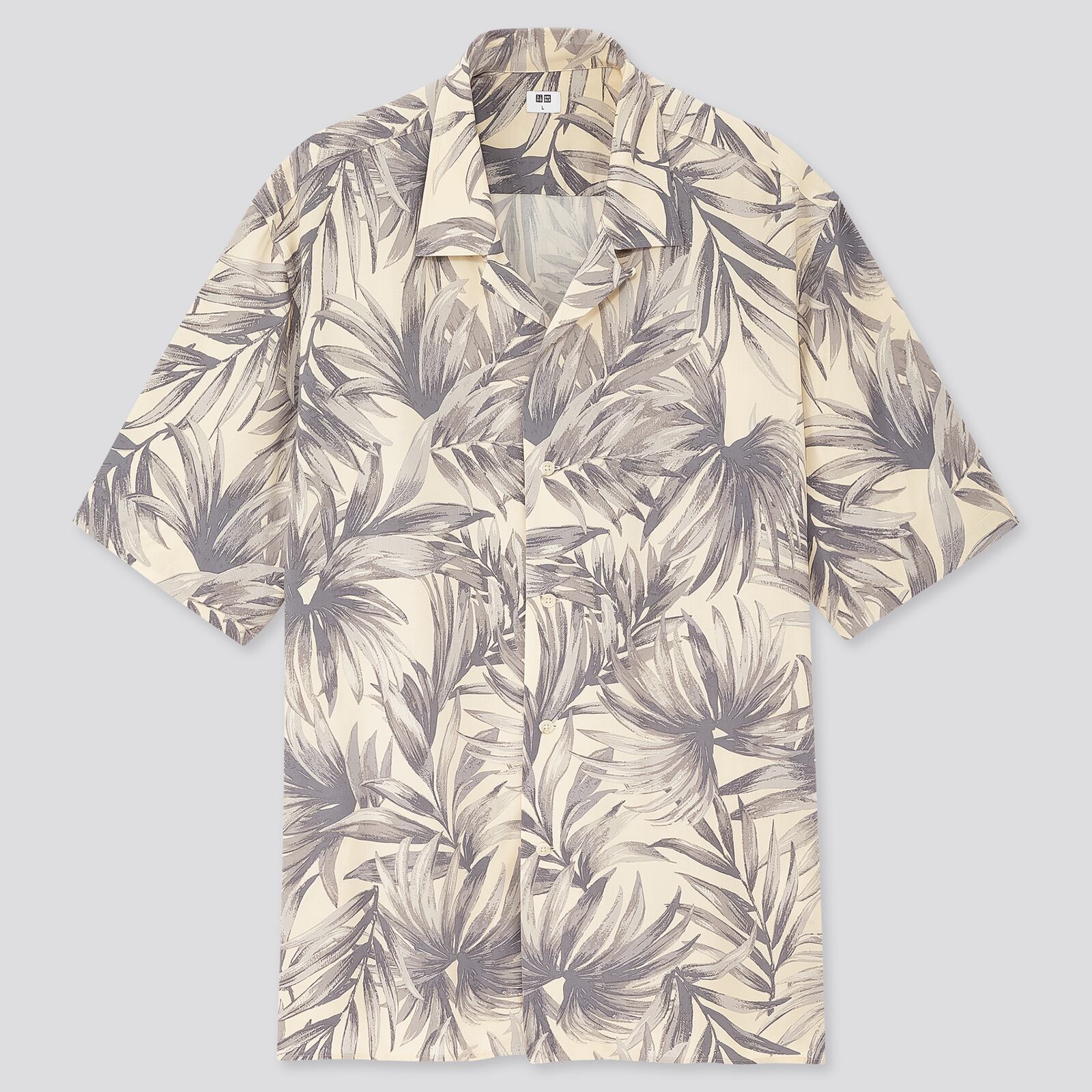 Uniqlo Men Rayon Printed Open Collar Short Sleeve Shirt