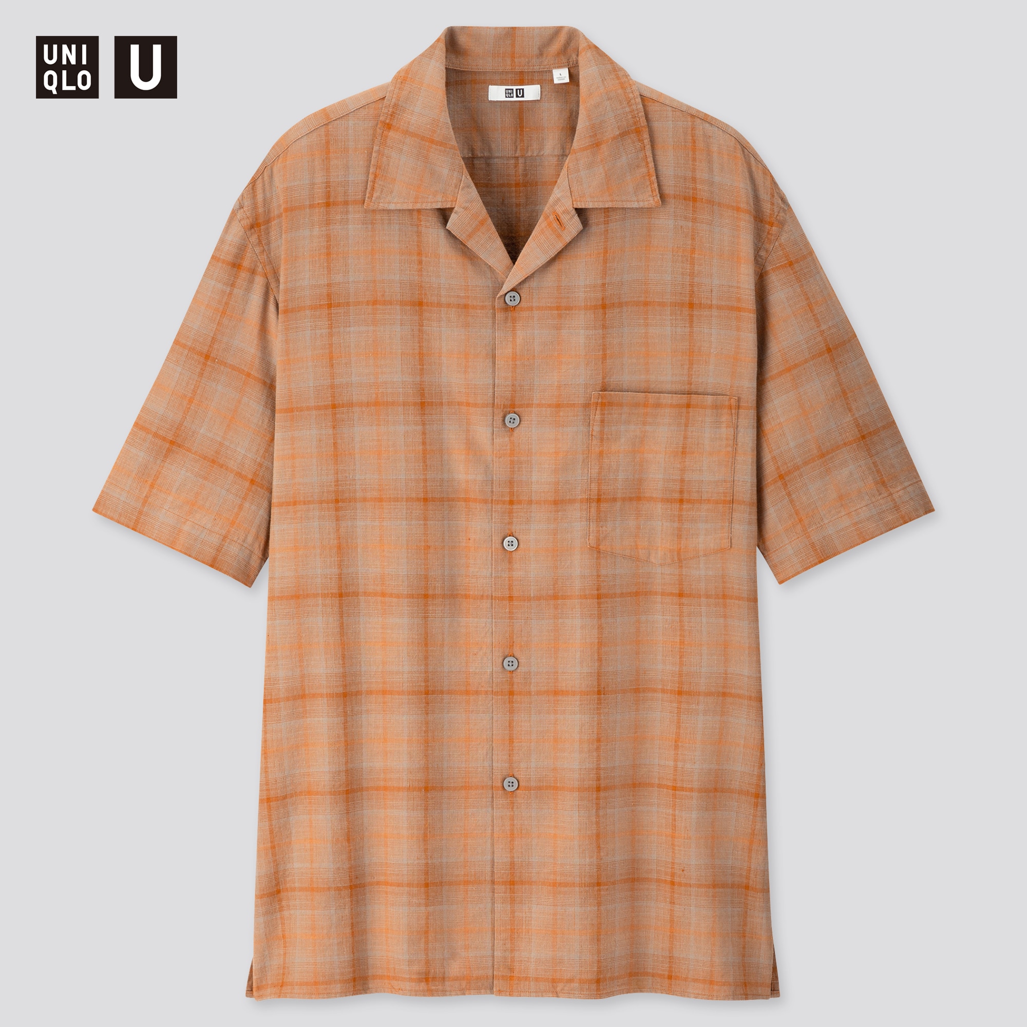ユニクロ公式 | リネンコットンチェックオープンカラーシャツ（半袖）