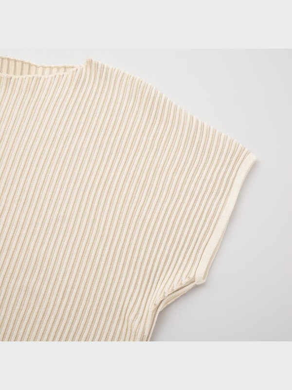 3Dコットンリブクルーネックワンピース（半袖・ロング丈・90.5～100cm）