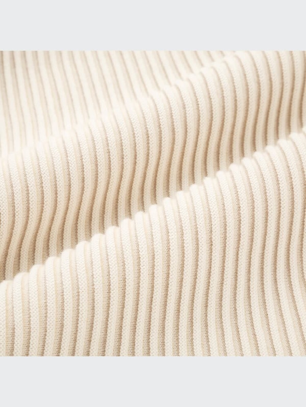 3Dコットンリブクルーネックワンピース（半袖・ロング丈・90.5～100cm）