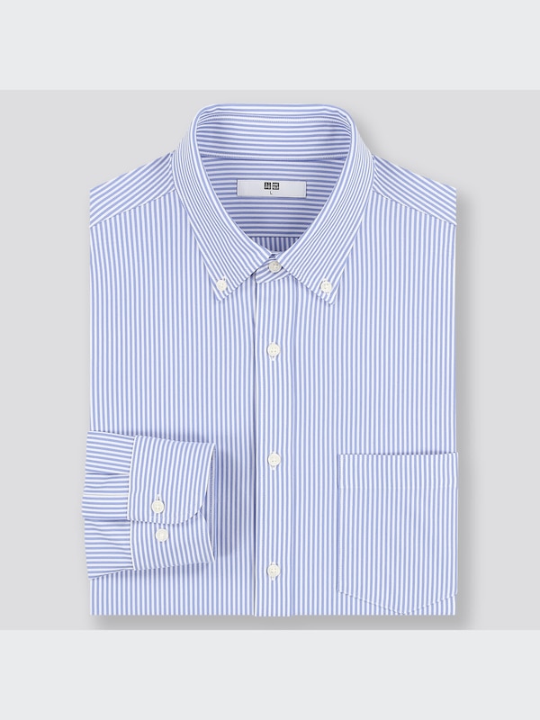 ファインクロスコンフォートストライプシャツ（ボタンダウンカラー・長袖）