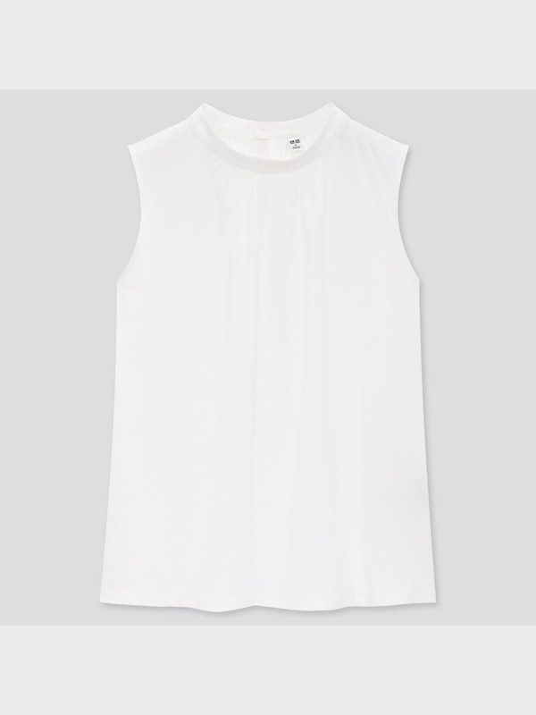 マーセライズコットンスタンドカラーT（ノースリーブ）