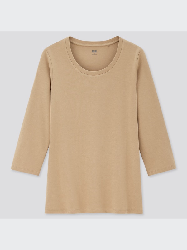 ストレッチコットンクルーネックT（7分袖）
