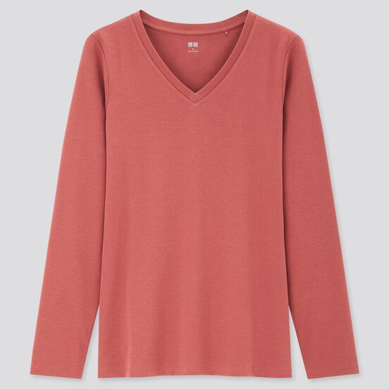 ストレッチコットンvネックt 長袖 Women ユニクロ