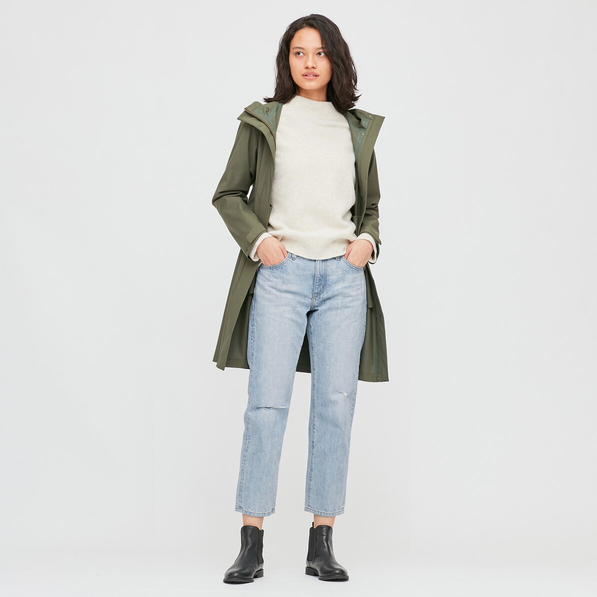 ボーイフレンドミッドライズアンクルジーンズ ダメージ Women ユニクロ ボーイフレンドミッドライズアンクルジーンズ ダメージ Women ユニクロ