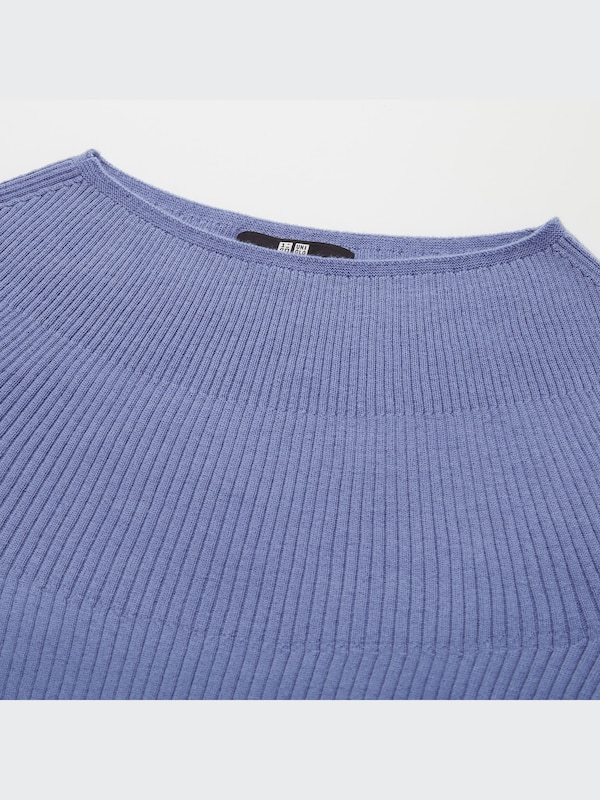 3Dエクストラファインメリノリブボートネックセーター（長袖）