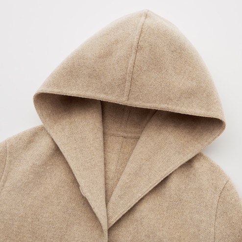 Beige double face hooded coat - Woman