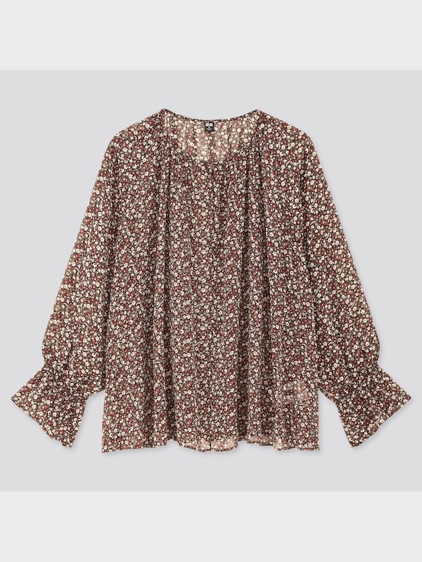 Joy of Printシフォンブラウス（7分袖）