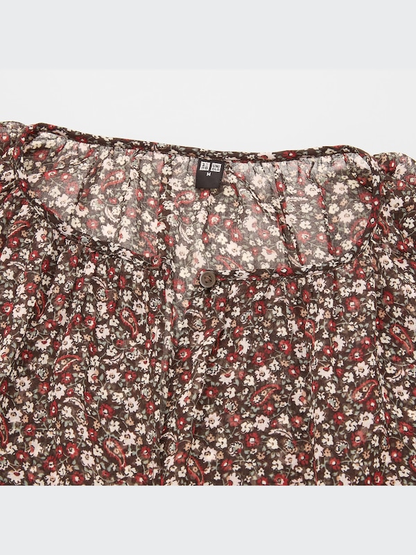 Joy of Printシフォンブラウス（7分袖）
