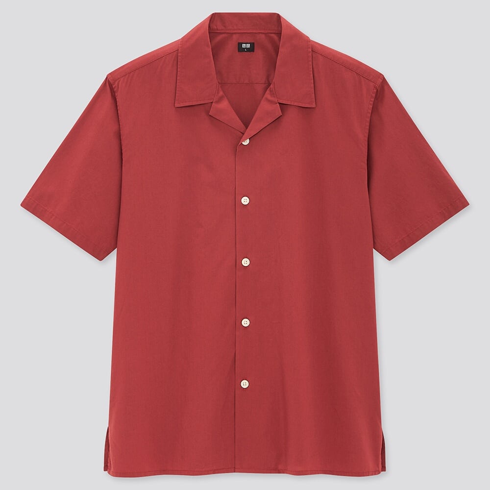 Uniqlo Cotton Modal Open Collar Short Sleeve Shirt