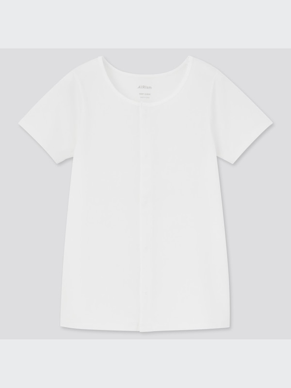エアリズムコットン前あきクルーネックTシャツ（半袖）