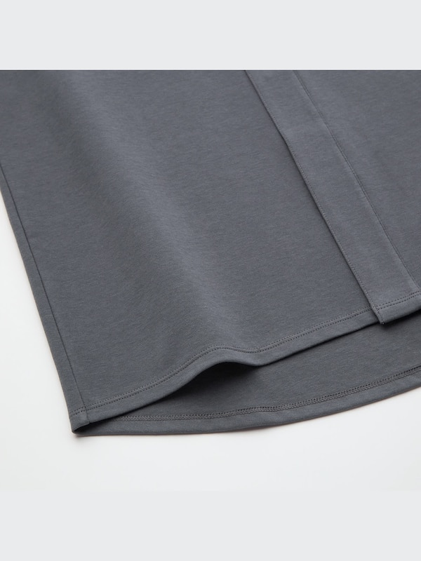コットン前あきクルーネックTシャツ/8分袖