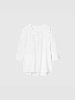 エアリズム前あきクルーネックTシャツ/8分袖