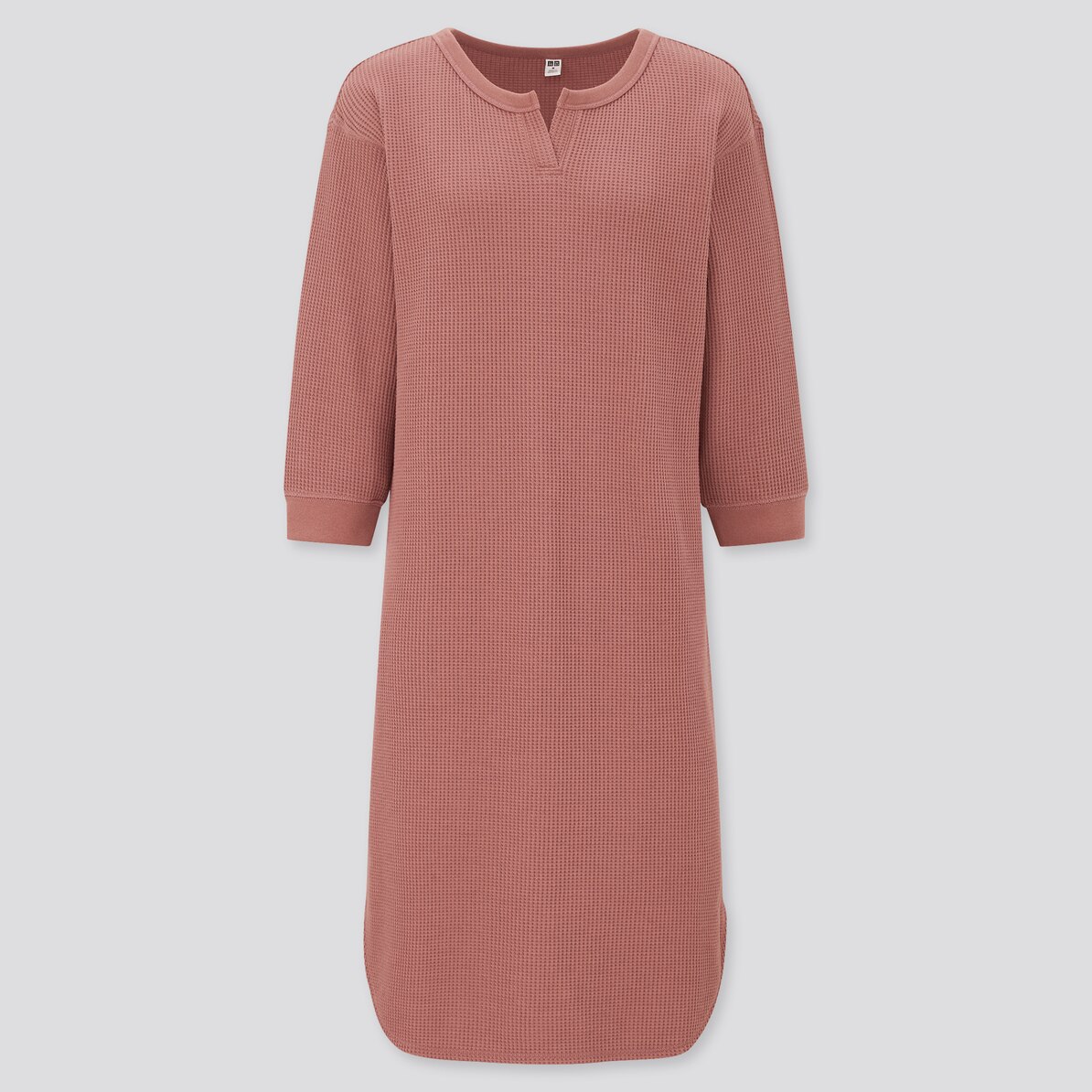 ワッフルキーネックワンピース 7分袖 Women ユニクロ