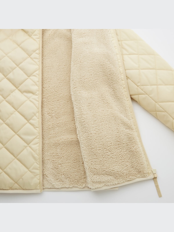 Jaket Parka Quilt Fleece Lapis Bulu