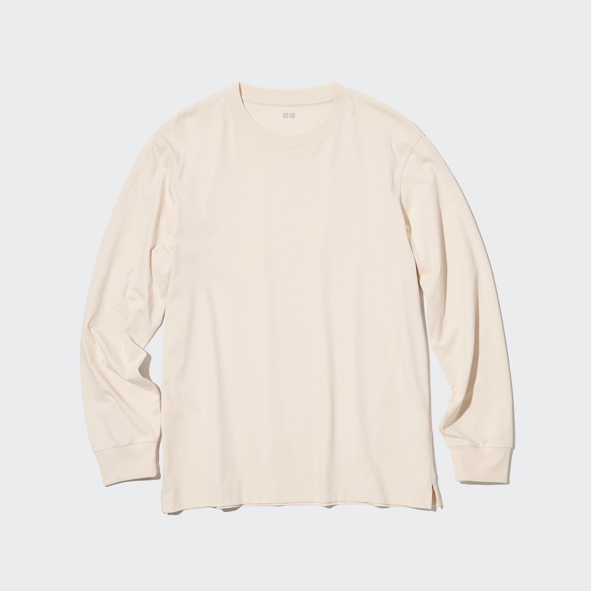 UNIQLO AIRism Cotton UV Protection Crew Neck Long Sleeve T-Shirt
