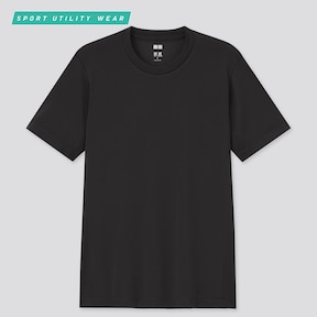 UNIQLO Men's Dry-EX Contrast Stitch Fitness Athletic Crewneck T-Shirt M BLK  NWT! 