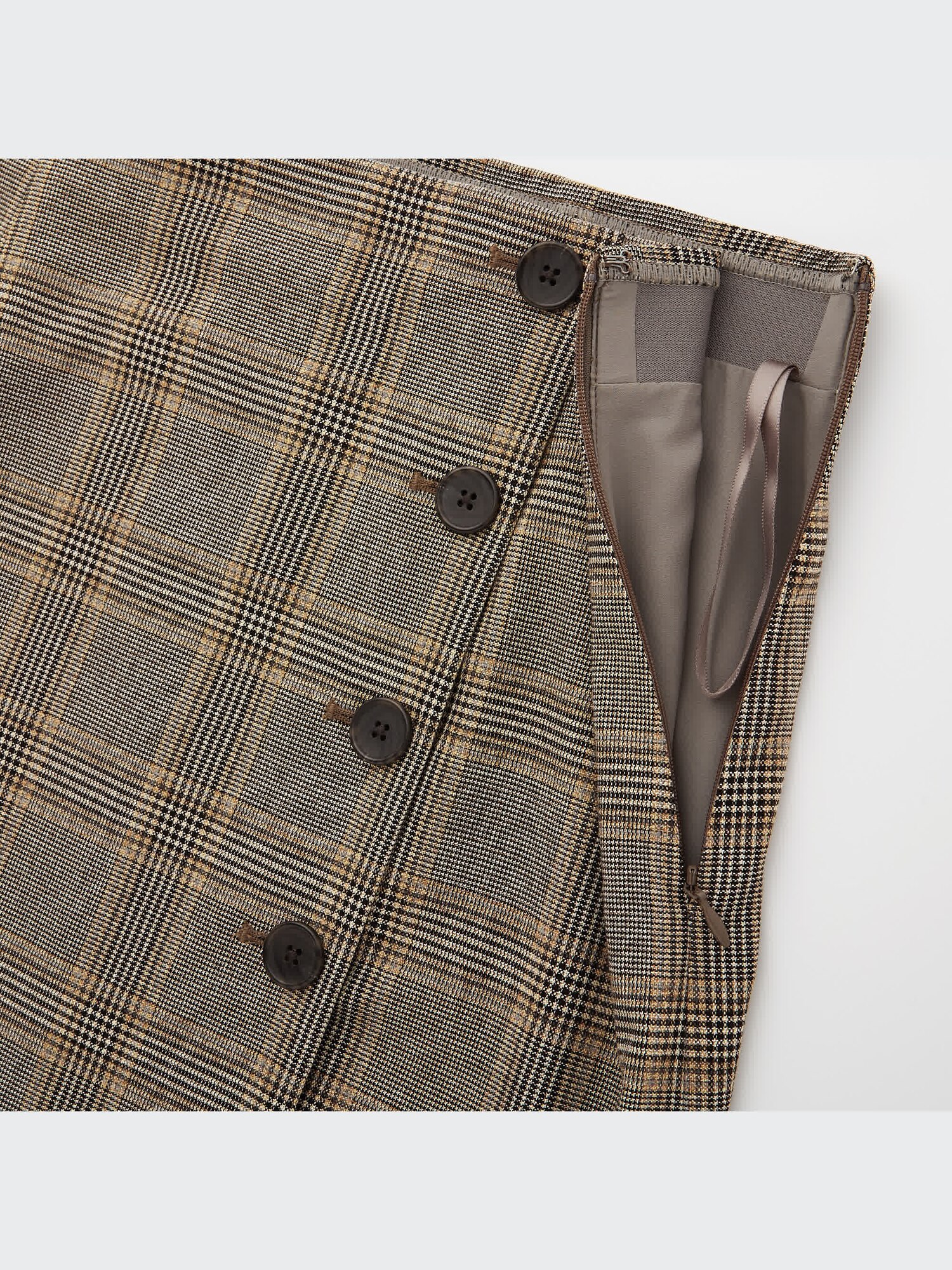 ユニクロ公式 | サイドボタンチェックラップスカート（丈短め67