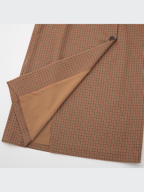 ユニクロ公式 | サイドボタンチェックラップスカート（丈短め67～71cm） 