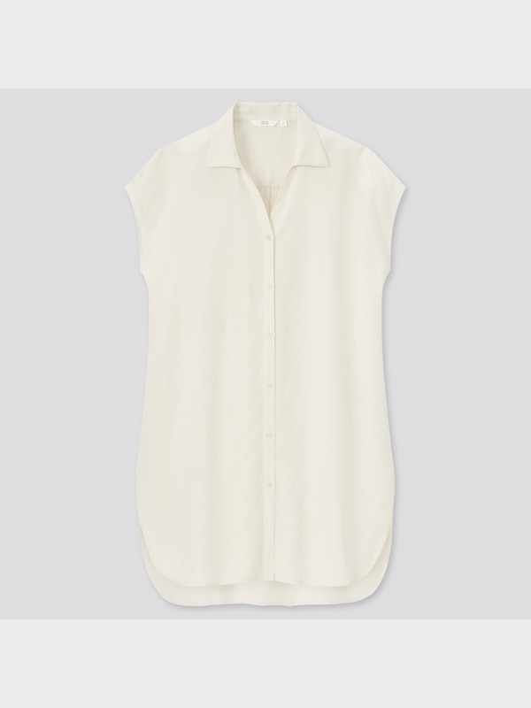 リネンブレンドロングシャツ（半袖）