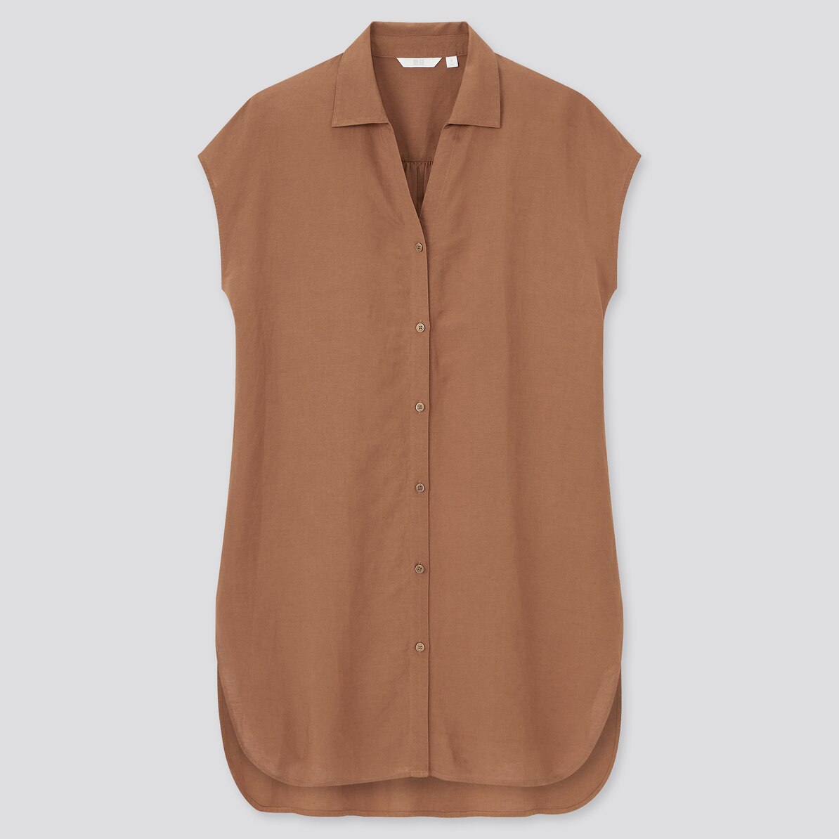 リネンブレンドロングシャツ 半袖 Women ユニクロ