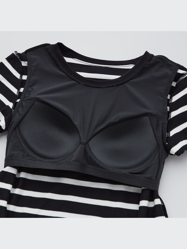 エアリズムコットンロングブラワンピース（半袖・ボーダー）