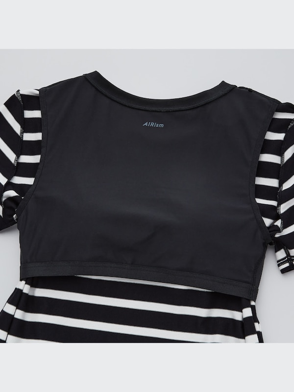 エアリズムコットンロングブラワンピース（半袖・ボーダー）