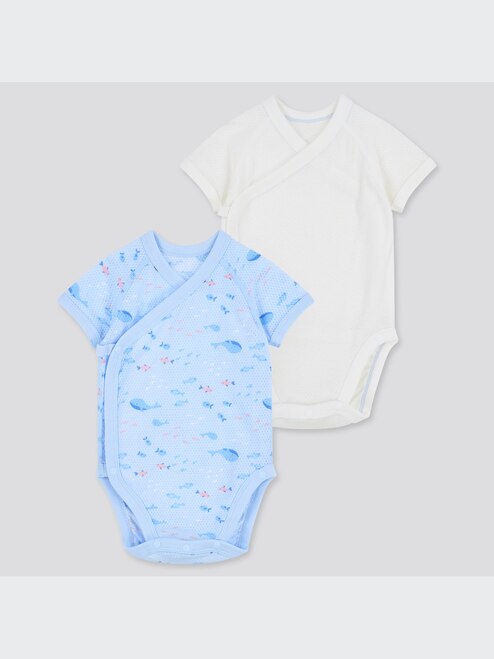 COTTON MESH INNER SHORT SLEEVE BODYSUIT PAIRS (FRONT OPEN