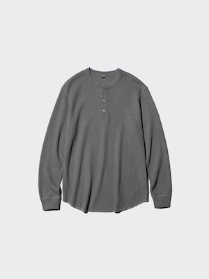 Waffle Henley Neck T-shirt | Long Sleeve