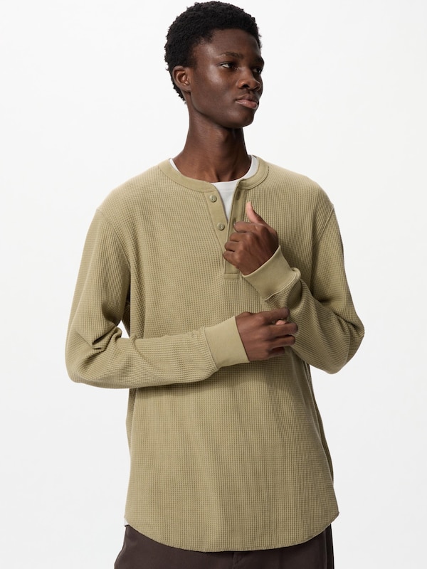 ワッフルヘンリーネックTシャツ