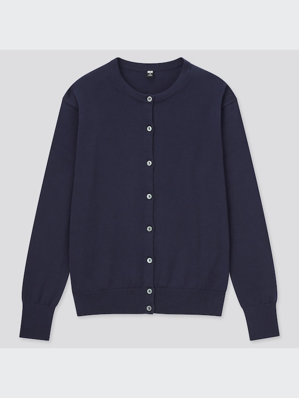 UVカットスーピマコットンクルーネックカーディガン（�長袖）