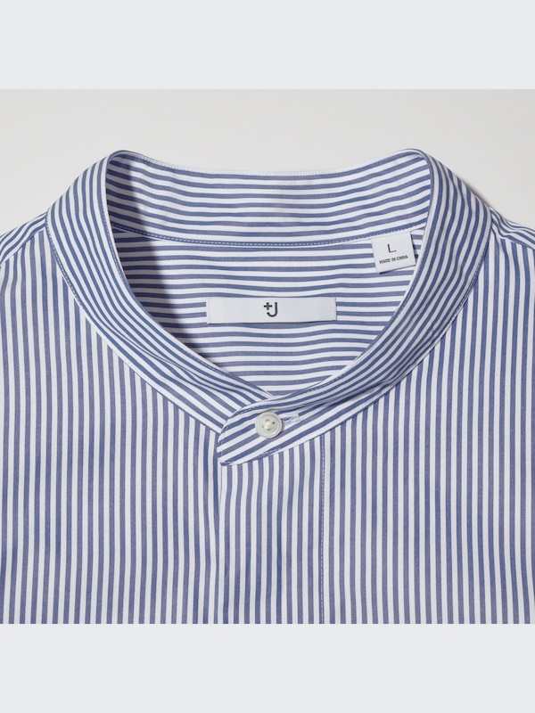 スーピマコットンオーバーサイズスタンドカラーシャツ（長袖・雲）