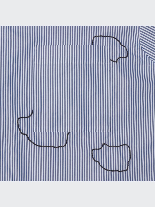 スーピマコットンオーバーサイズスタンドカラーシャツ（長袖・雲）