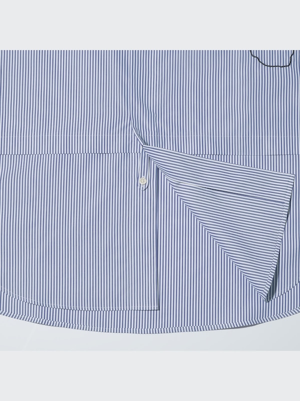 スーピマコットンオーバーサイズスタンドカラーシャツ（長袖・雲）