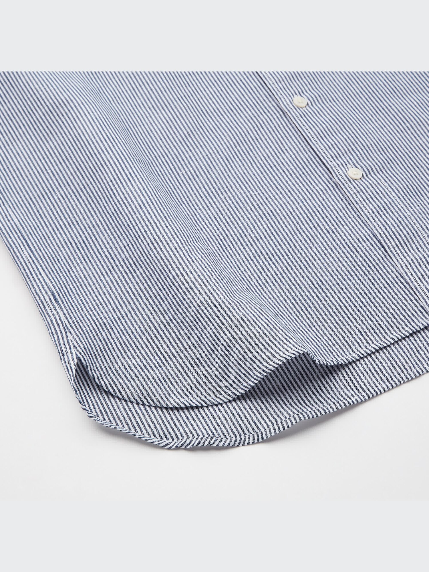 ユニクロ公式 | リネンコットンストライプスタンドカラーシャツ（半袖）