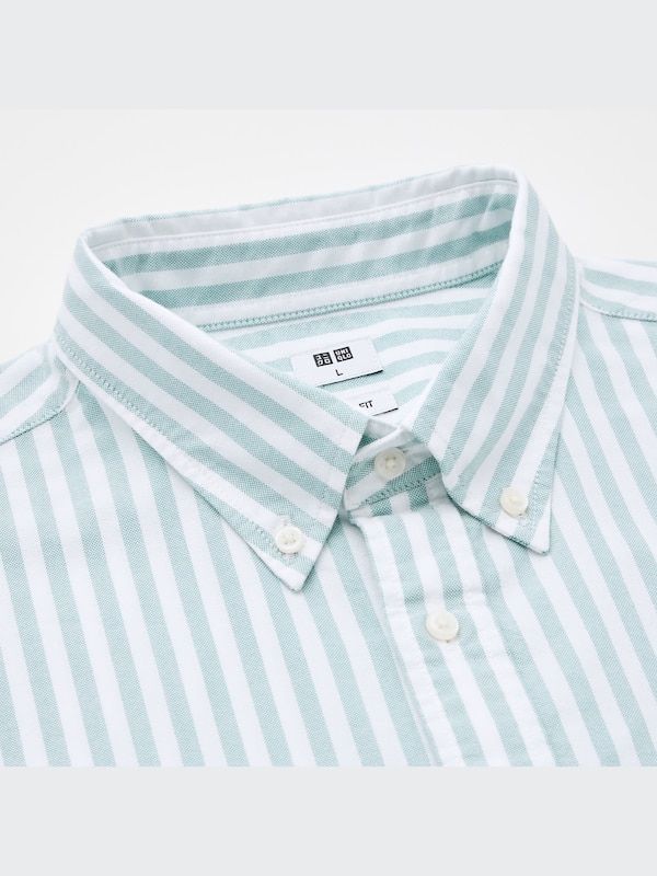 Kemeja Oxford Slim Fit Garis Lengan Pendek