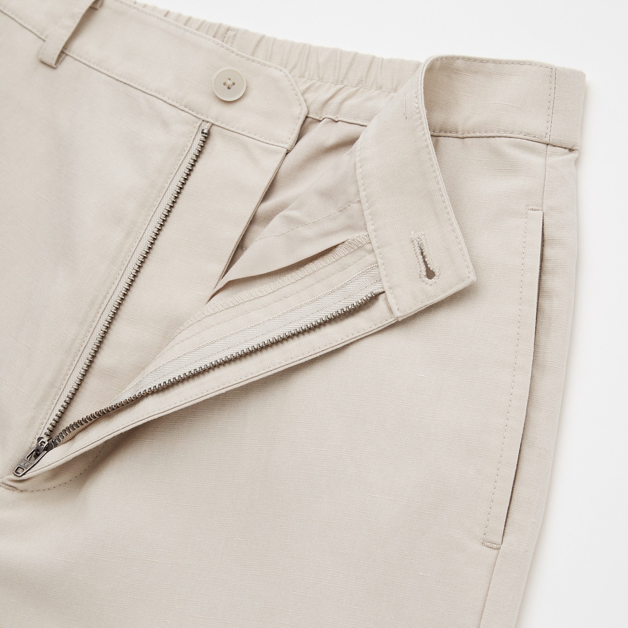 Linen straight pants Uniqlo Beige size M International in Linen  19286546