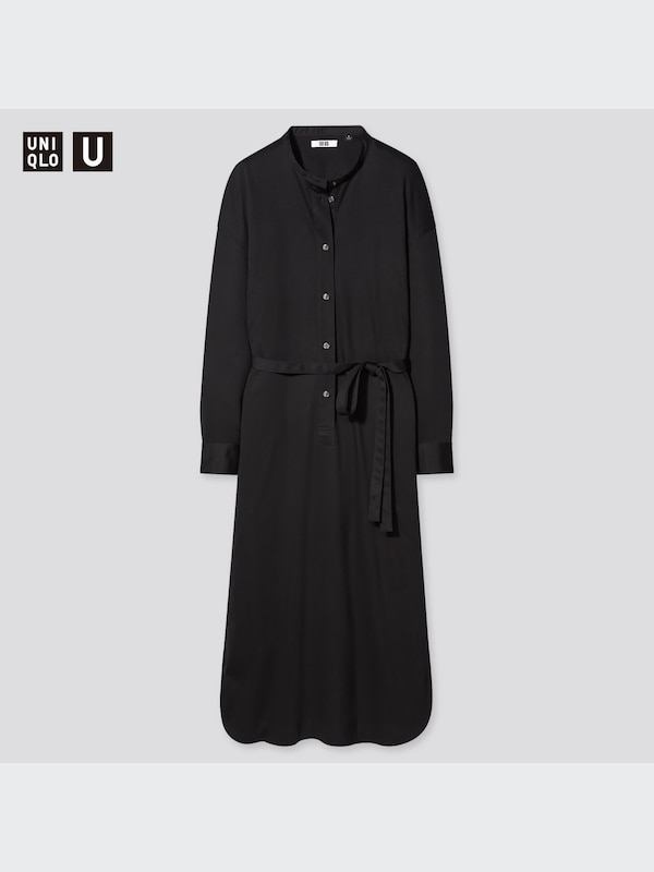 マーセライズコットンベルテッドワンピース（長袖）