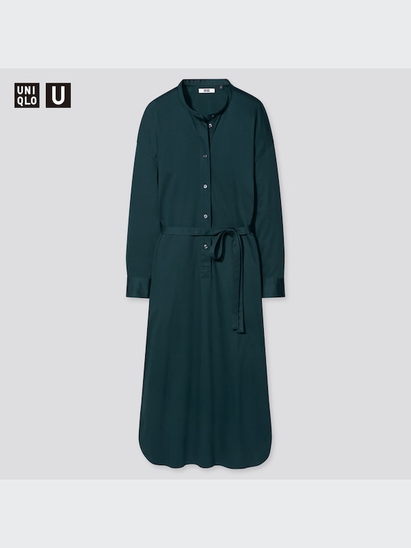 マーセライズコットンベルテッドワンピース（長袖）