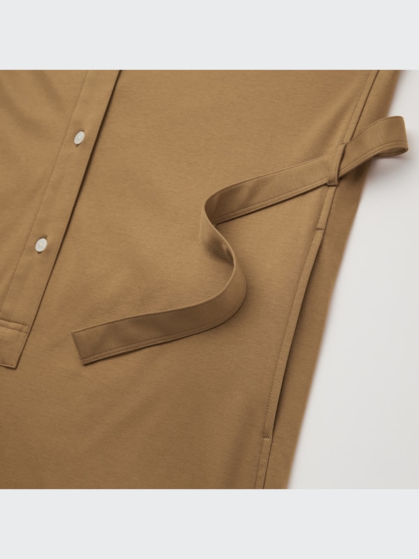 マーセライズコットンベルテッドワンピース（長袖）