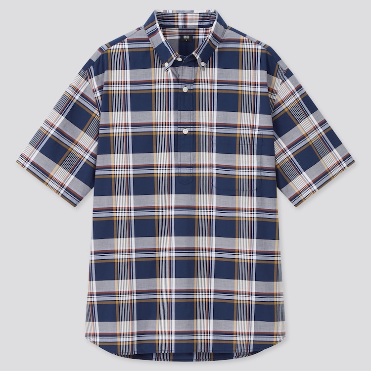 エクストラファインコットンチェックプルオーバーシャツ 半袖 Men ユニクロ