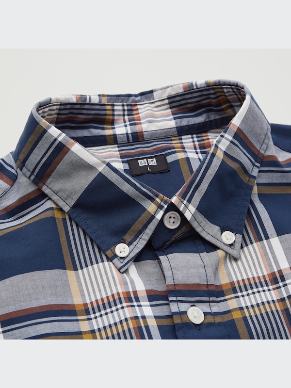 エクストラファインコットンチェックプルオーバーシャツ（半袖）