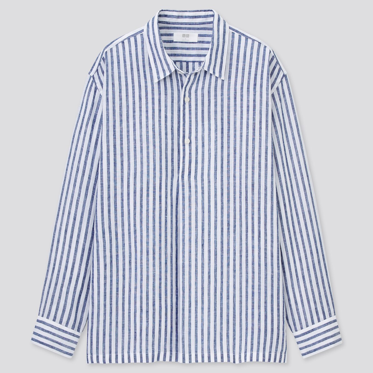 プレミアムリネンストライププルオーバーシャツ 長袖 Men ユニクロ