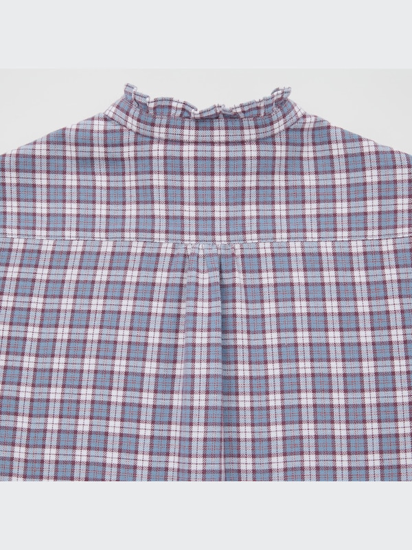 GIRLS Flannel Checked Stand Collar Shirt