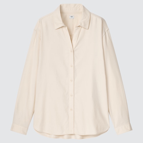 Uniqlo Womens Shirt Medium Peach Button Down Collar Long Sleeve
