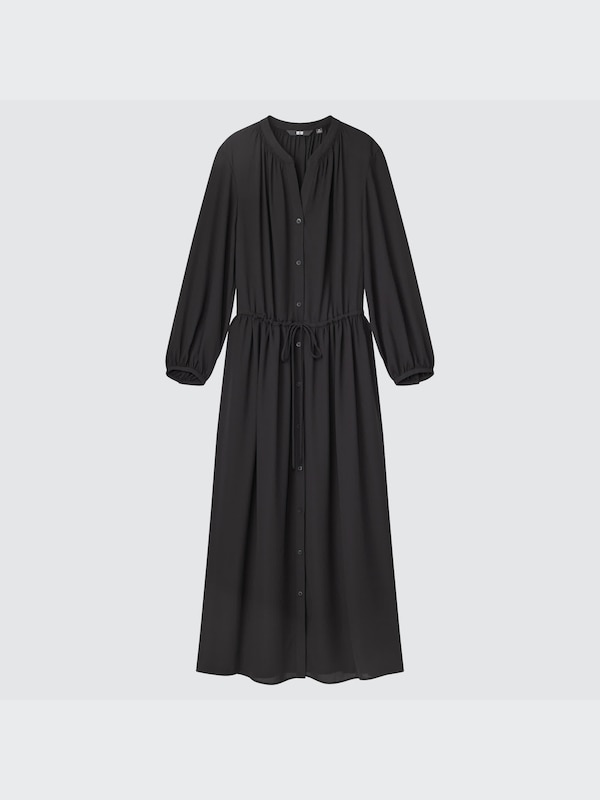 Gaun Panjang Drawstring Lengan 3/4 Wanita UNIQLO ID