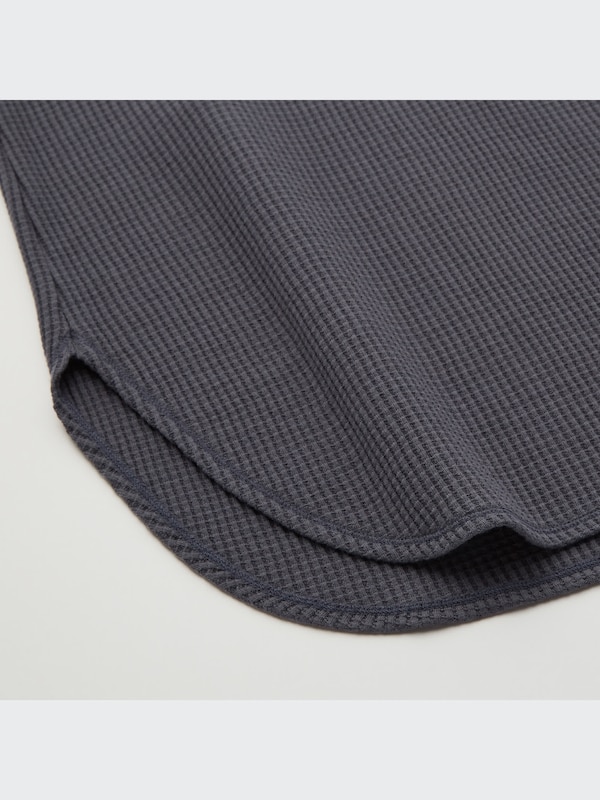 ワッフルクルーネックワンピース（長袖）