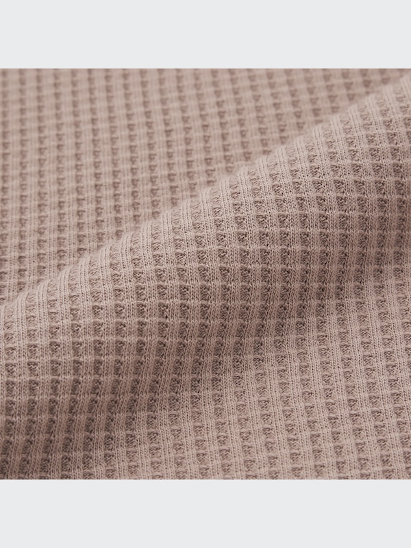 ワッフルクルーネックワンピース（長袖）